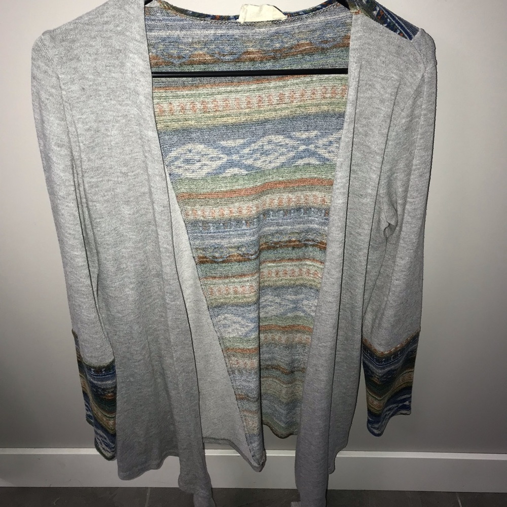 Grey and Aztec print cardigan